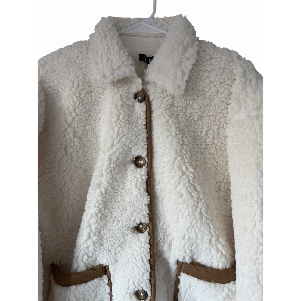 J Crew Faux Sherpa Barn Jacket Ivory Women's Size Large - Picture 3 of 12